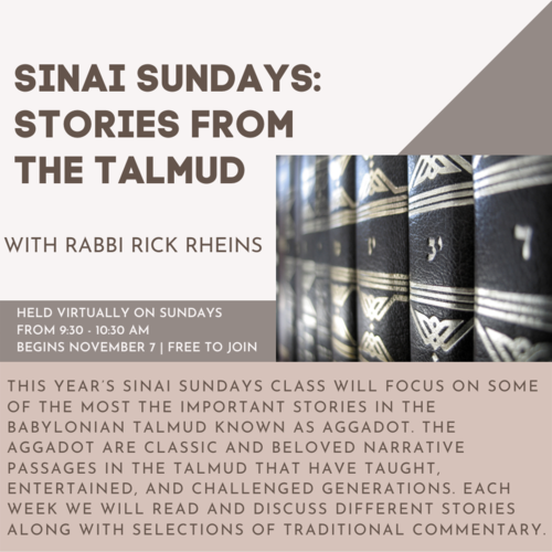 Banner Image for Sinai Sundays Talmud Class with Rabbi Rheins (virtual)